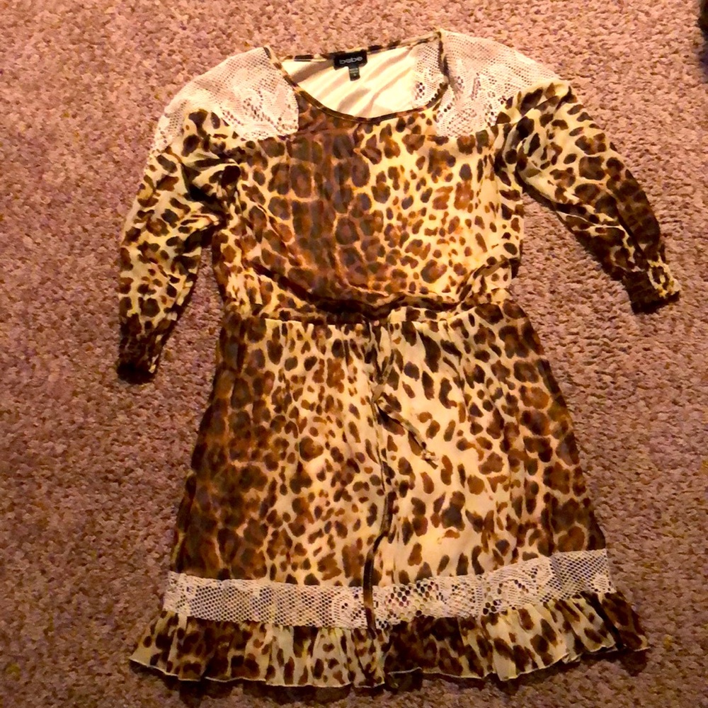 BEBE Crochet Leopard Mini Dress